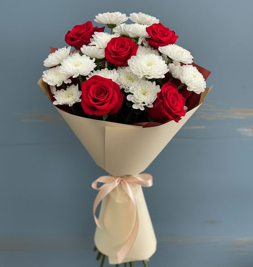 Букет цветов из: Розы и Хризантемы в Константиновском