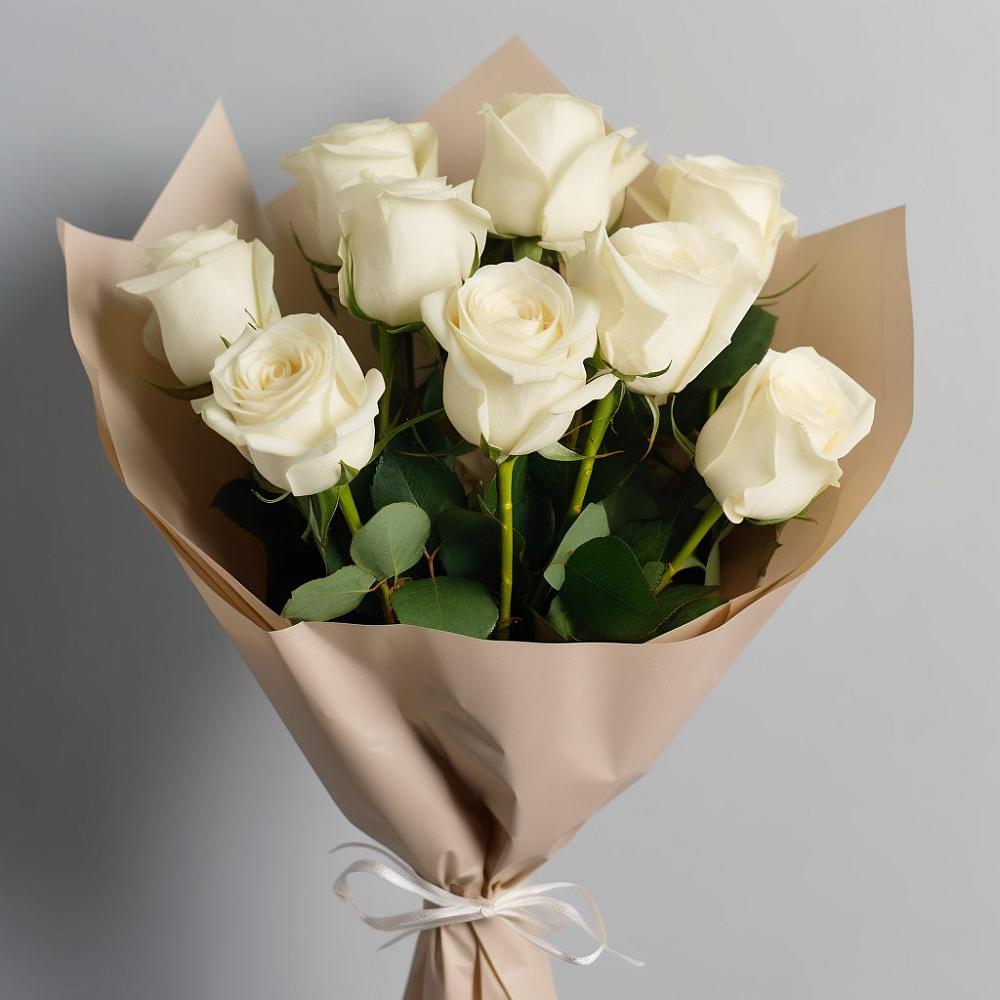 Букет 9 Белых роз Эдлесс Лав в Константиновском