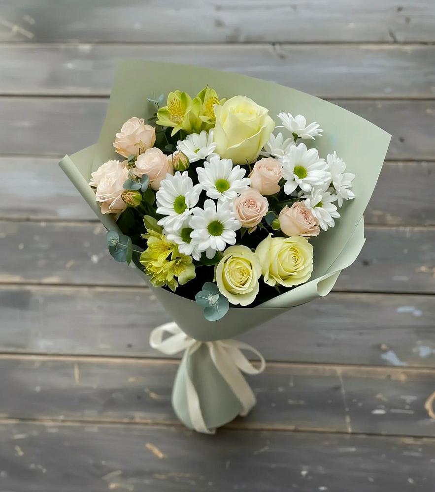 Букет цветов из: Альстромерии, Розы и Хризантемы в Константиновском