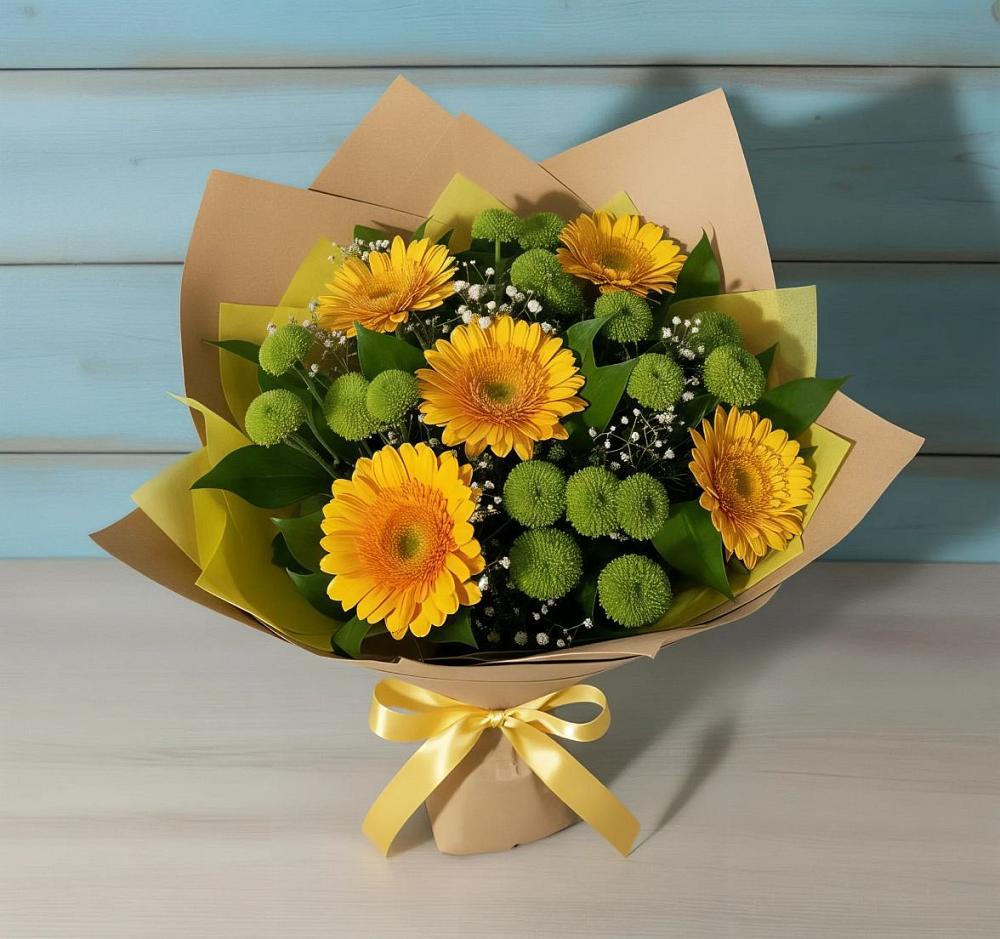 Букет цветов из: Герберы и Хризантемы в Константиновском