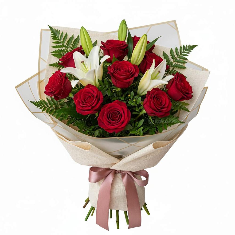 Букет цветов из: Лилии и Розы в Константиновском