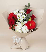 Букет цветов из:  Розы, Хризантемы, Герберы и Лилии в Константиновском