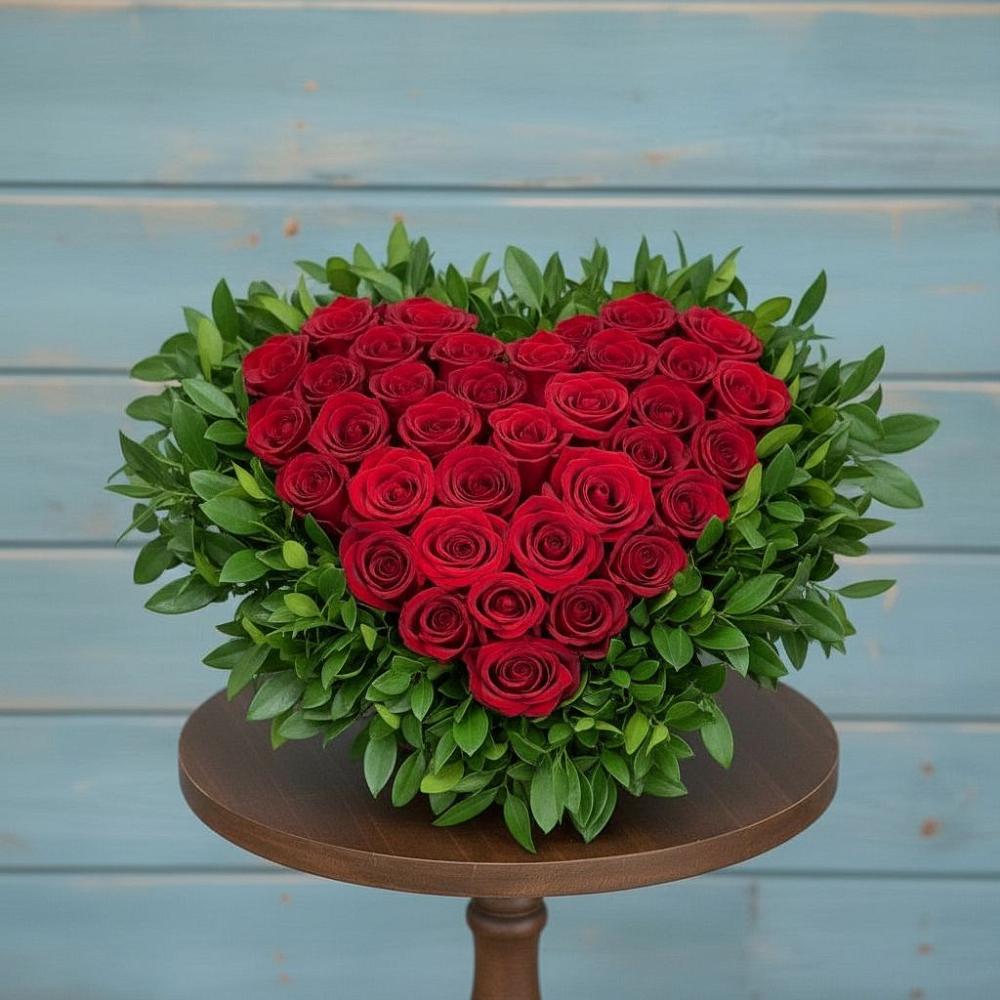 Цветочная композиция из Розы в виде сердца в Константиновском