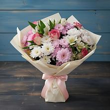 Букет цветов из:  Хризантемы, Альстромерии и Розы #REPLACE_PRED# Константиновском