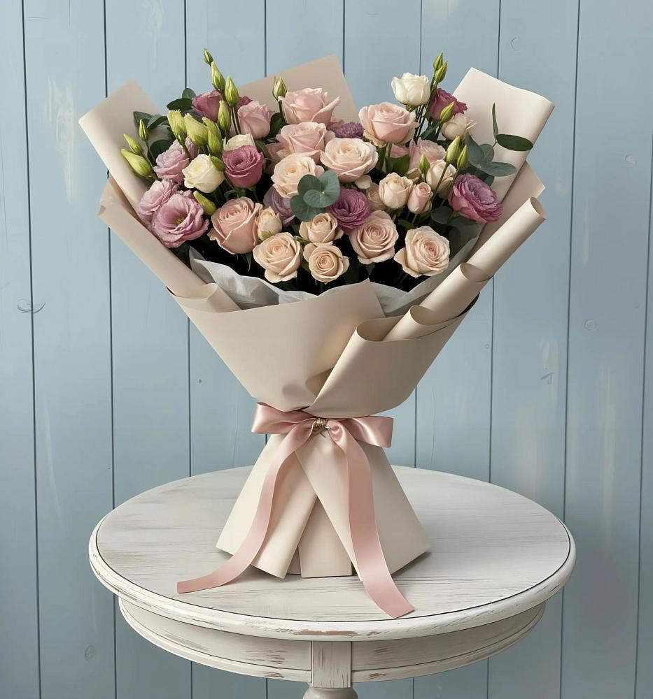 Букет цветов из: Розы и Лизиантусы в Константиновском