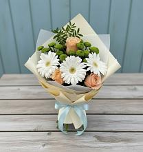 Букет цветов из:  Герберы, Розы и Хризантемы в Константиновском