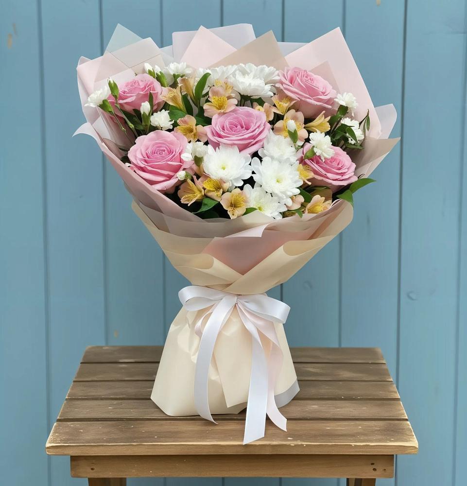 Букет цветов из: Гвоздики, Орхидеи и Розы в Константиновском